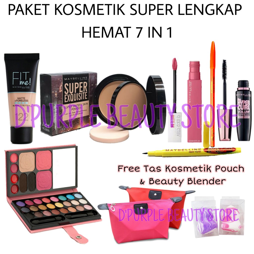 Paket Kosmetik Maybelline Super Lengkap Hemat 7 In 1 -Paket Kosmetik Maybelline Super Lengkap 7 In 1