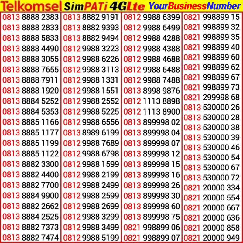Kartu Perdana Nomor Cantik Simpati Telkomsel 4G LTE 888888 00000