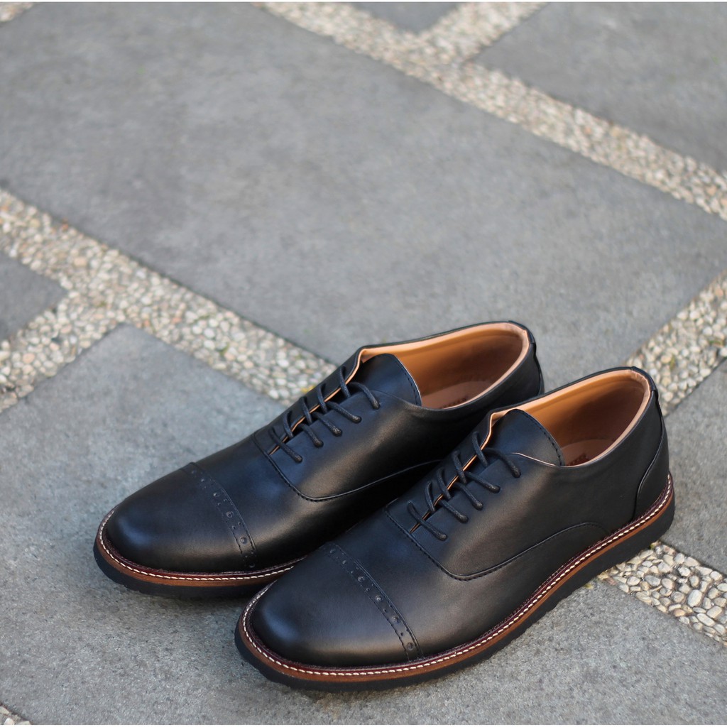 Jazz 0.1 Black | Sepatu Kulit Vintage Klasik Pria Cowok Derby Formal Original Footwear | FORIND Reyl