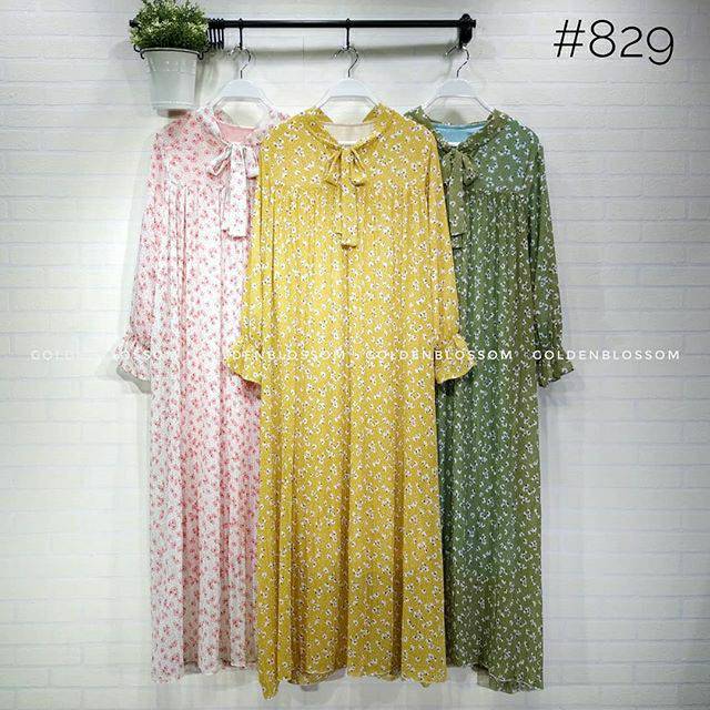 NENINA Gamis plisket premium sifon import motif bunga
Kode: #829