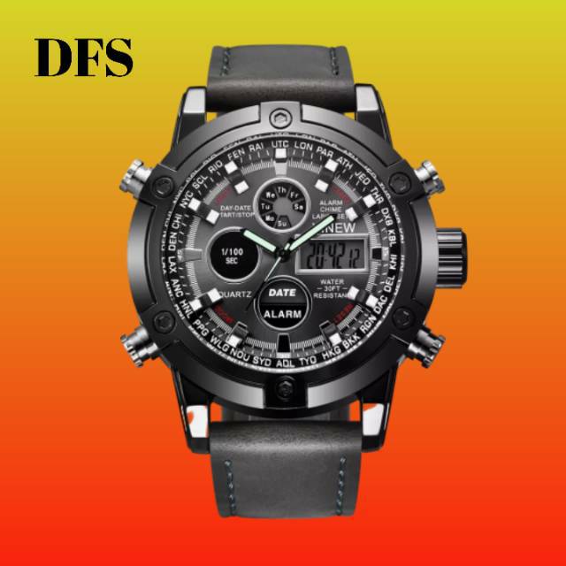 Promo Jam Tangan Original Dual Time Pria Digital Dan Analog Warna Hitam