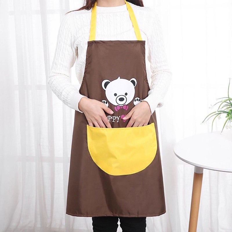 JOS314 Celemek Motif Beruang / Apron Masak Dapur