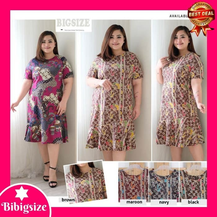 HOT - BATIK DRESS JUMBO 445 - ATASAN DRESS WANITA JUMBO 445 - MAROON