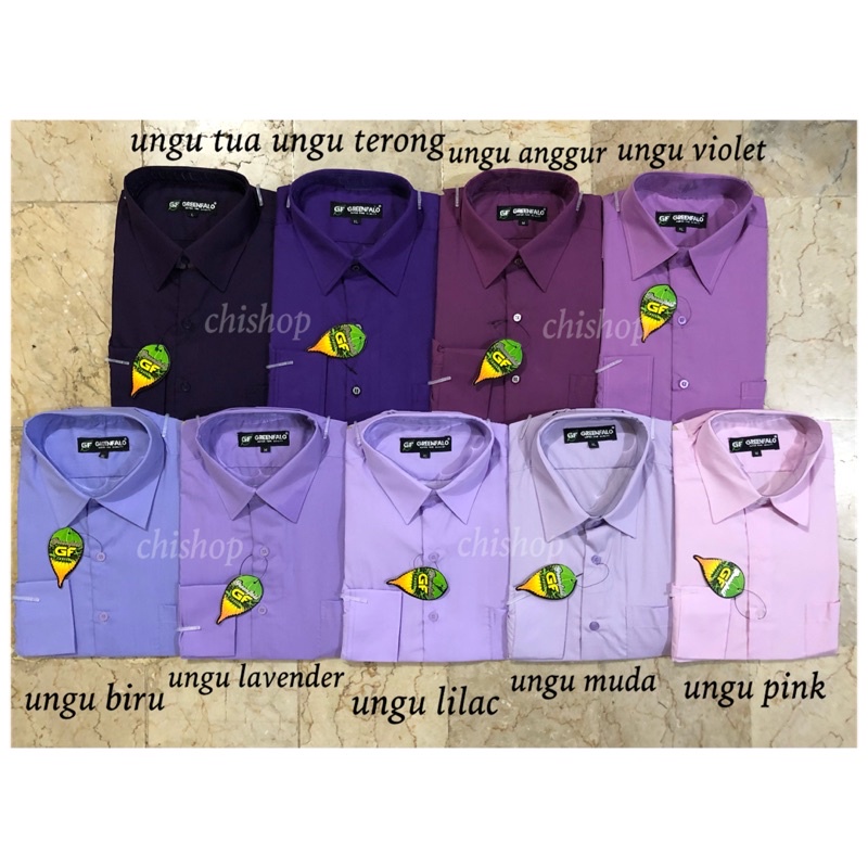 KEMEJA PRIA GREENFALO-KEMEJA POLOS LENGAN PANJANG PRIA WARNA UNGU / UNGU MUDA / UNGU LAVENDER / UNGU