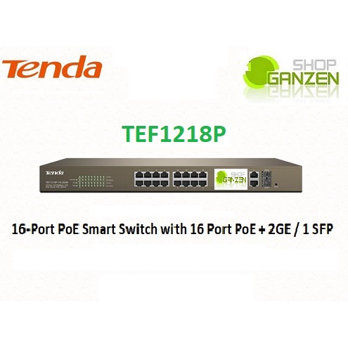 Tenda TEF1218P 16-Port PoE Smart Switch with 16 Port PoE + 2GE/1SFP