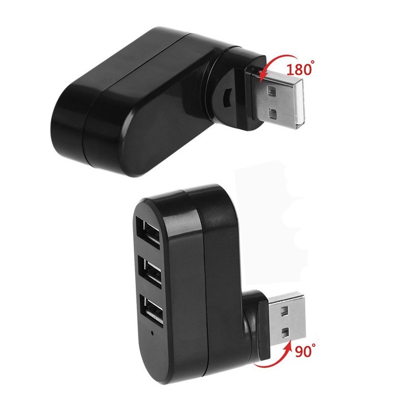 3 In 1 Usb 2.0 Port Hub / Splitter Mini Portabel Dapat Diputar 180 Derajat