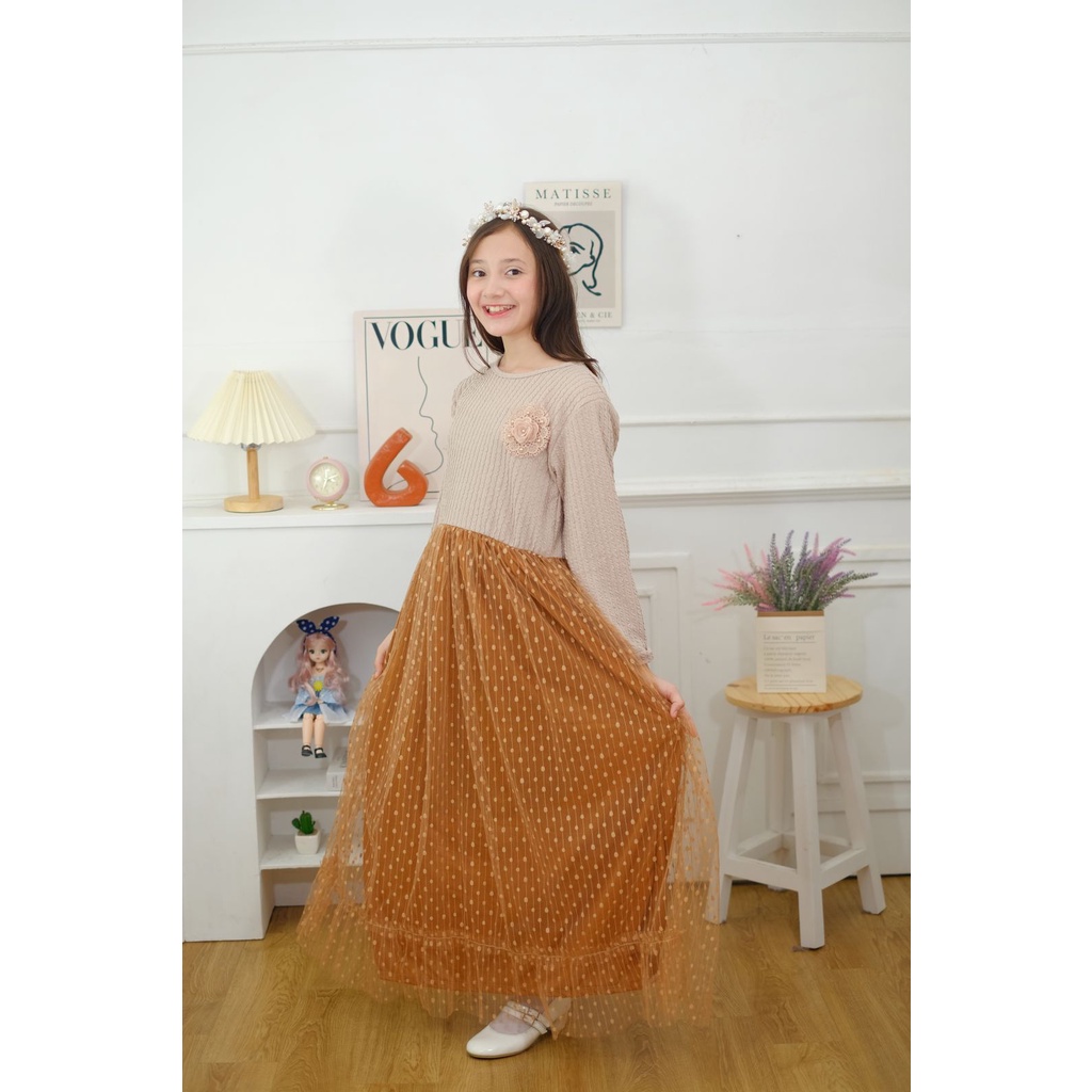 ZRN-A Baju Dress Anak Minekids Zharina Brown