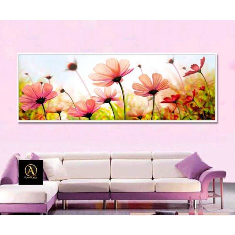 lukisan bunga minimalis frame lukisan kanvas hiasan dinding ruang tamu besar