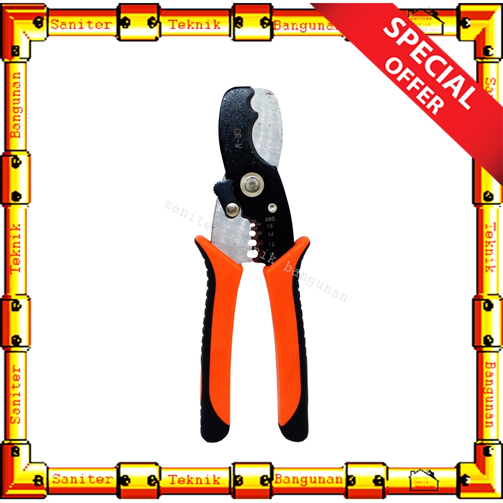 Tang Potong Kupas Kabel 2 Fungsi 7&quot; Inch Gagang Lapis Karet Cable Cutter