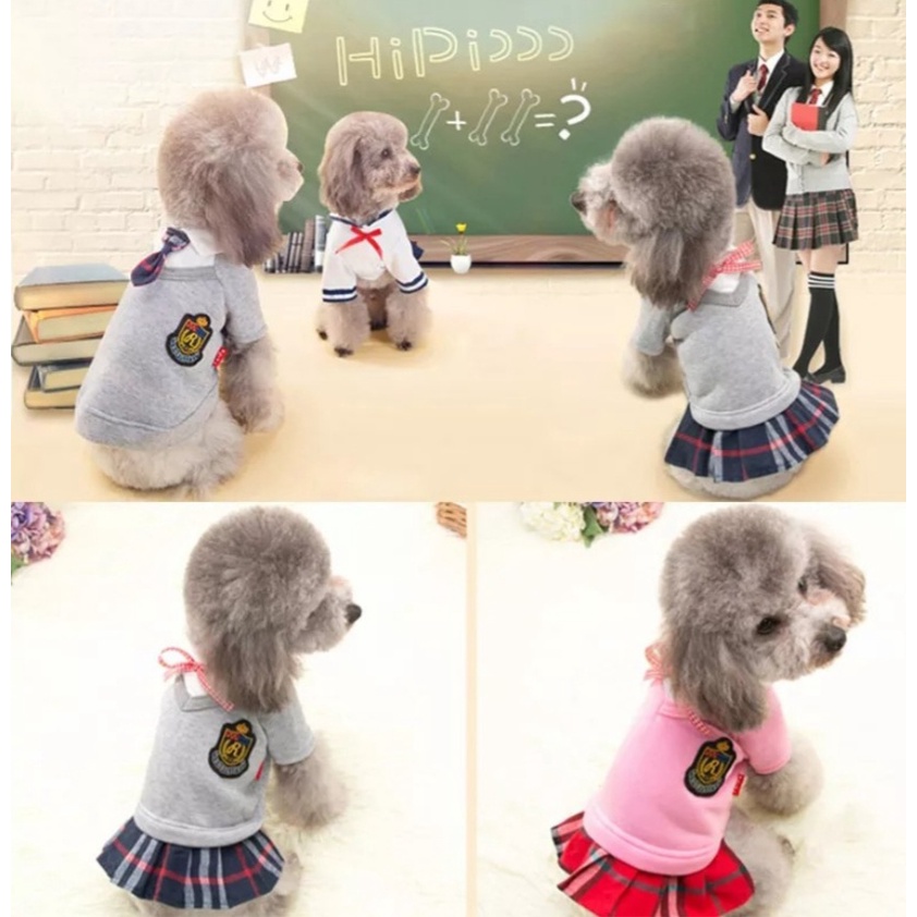 PET CLOTHES SERAGAM SEKOLAH baju hewan motif uniform kostum anjing