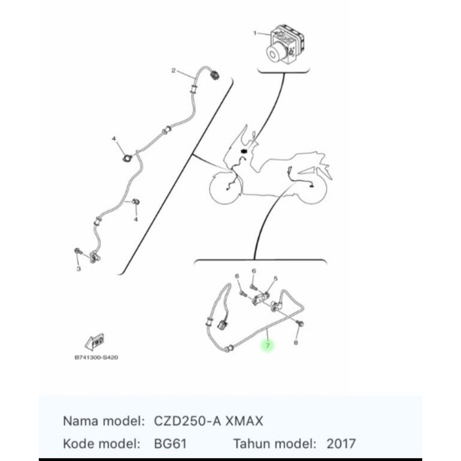 WHEEL SENSOR KABEL SENSOR RODA BELAKANG XMAX X MAX ASLI ORI YAMAHA B74 H5980 01