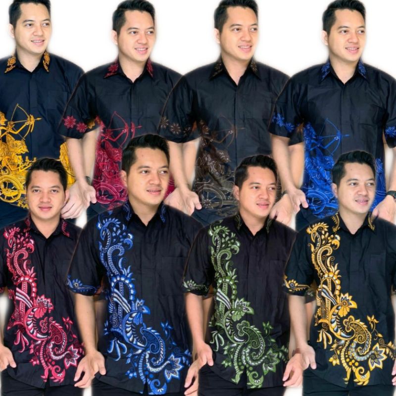 CUPU_STOREHem Batik Pria Pendek Lawasan Sogan/Pari Sulur/Parang Black/Merak Papua ory