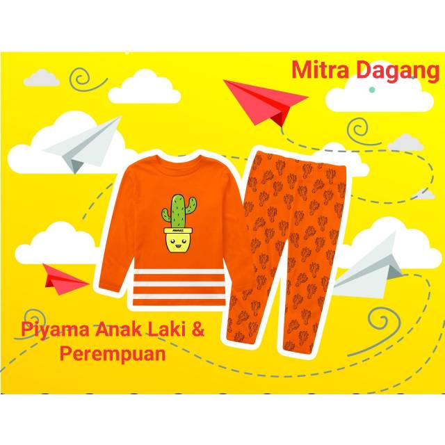 Baju Setelan Anak / Piyama Anak Lucu Motif Kaktus