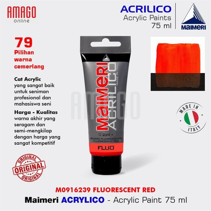 MAIMERI ACRILICO - ACRYLIC PAINT - FLUORESCENT RED - 75ML - M0916239