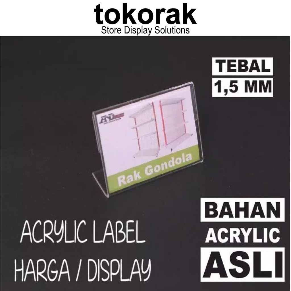 ACRYLIC LABEL HARGA 4X6 CM/10PCS STAND PRICE TAG CARD DATA MINIMARKET