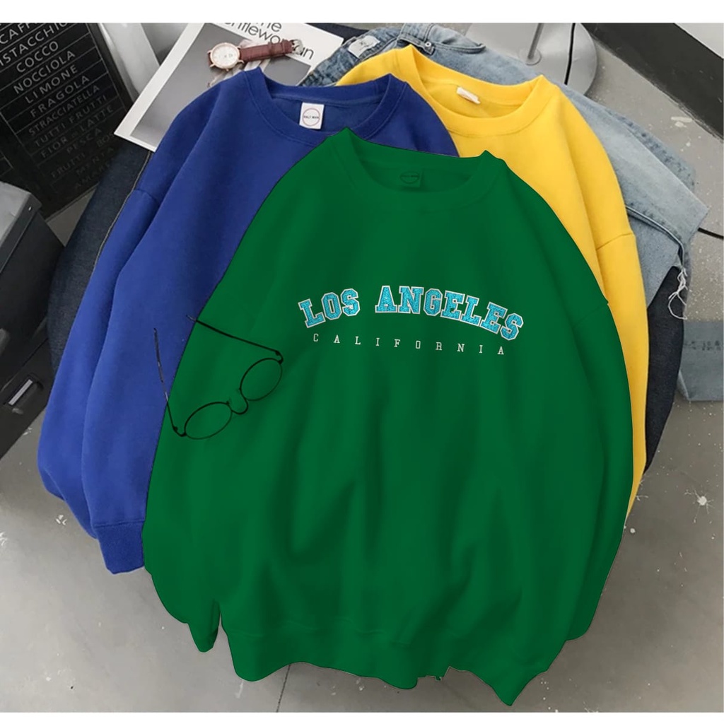 LA BLUE TEXT SWEATER CREWNECK TEBAL / SWEATER UNISEX