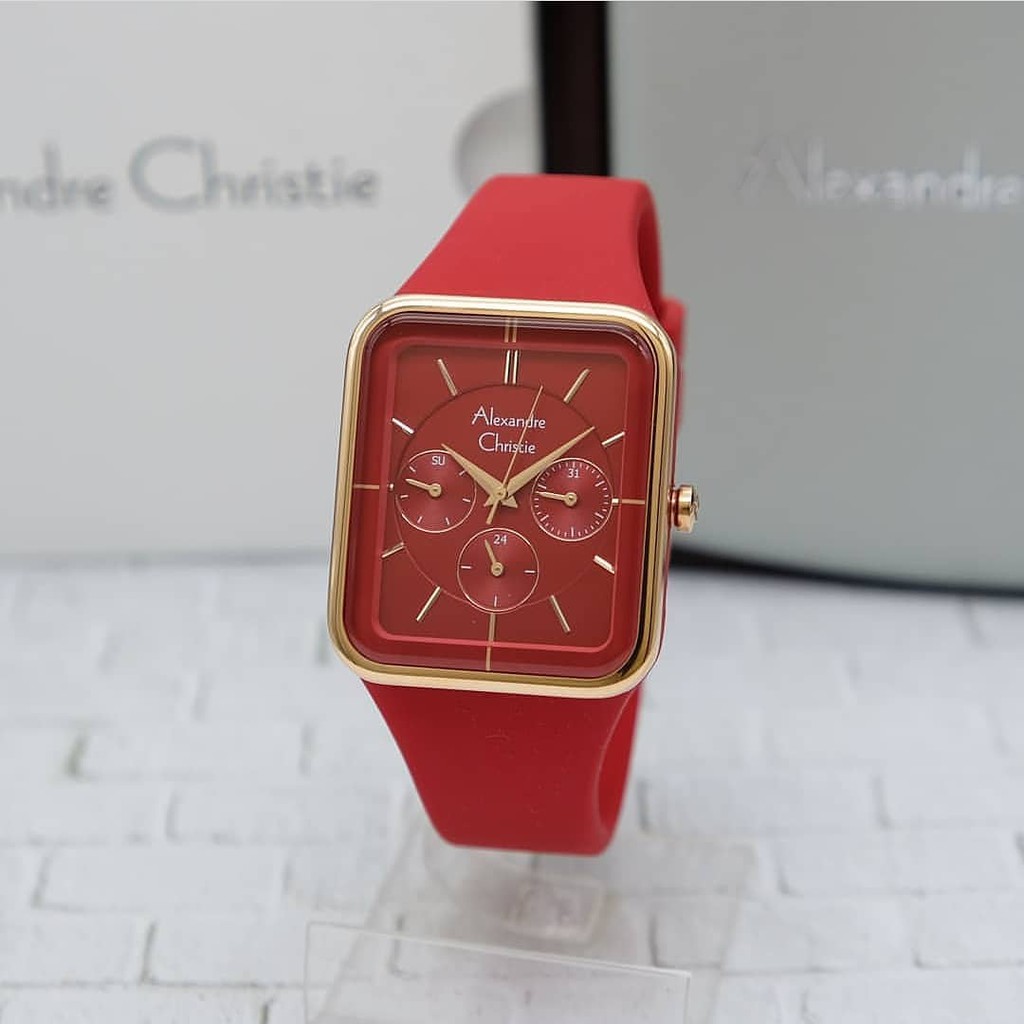 JAM TANGAN WANITA ALEXANDER CHRISTIE ORIGINAL RED ROSEGOLD AC2744