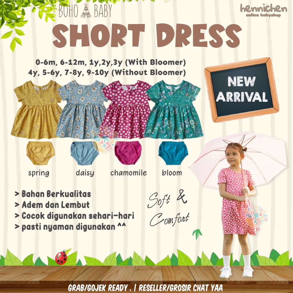 BOHO BABY SHORT DRESS DRES ANAK DRESS ANAK PEREMPUAN 0-4 Tahun BOHOBABY BOHOPANNA