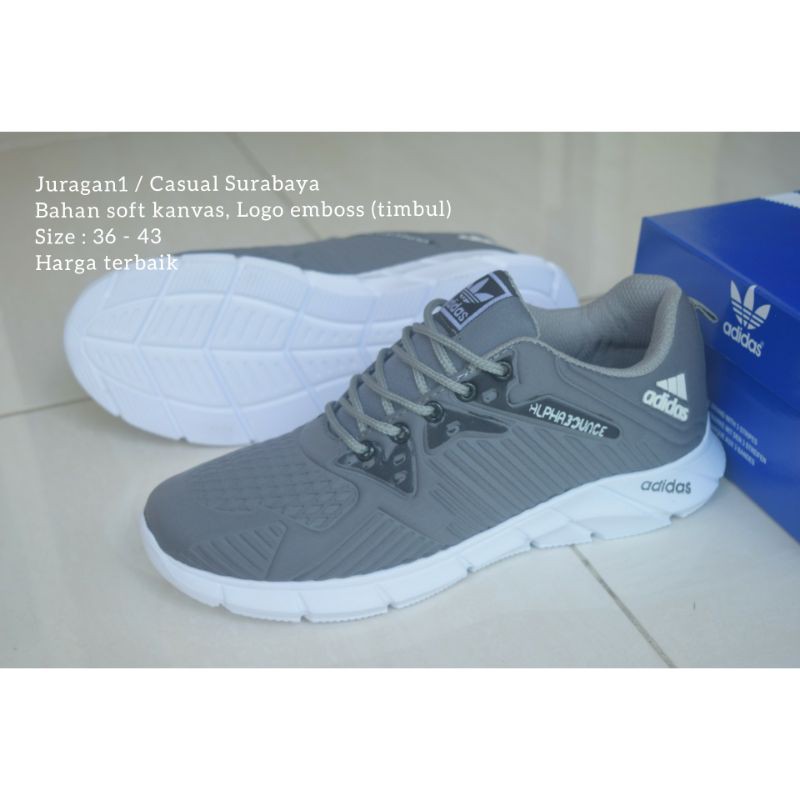 HARGA TERBAIK !!! Sepatu Sport Adidas Alpabon Abu - Cowok Cewek