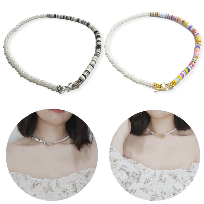 Moana Summer Bohemian Clay Pearl Necklace Kalung Boho Etnik