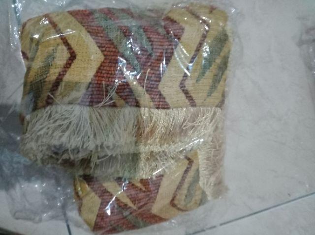 Sarung Bantal Lantai Besar Jumbo Santai Bahan Belgi Rumbai 70x70 Motif