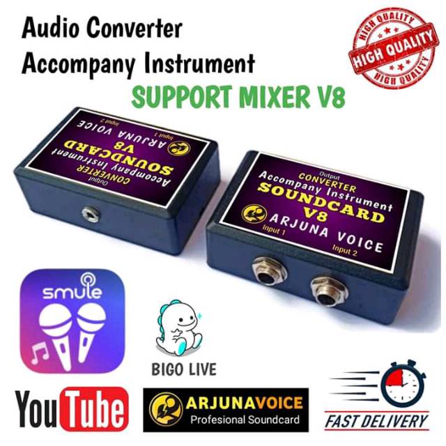 Converter Soundcard V8 2 input