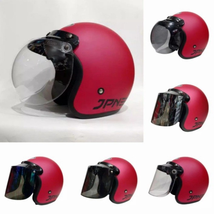 Helm Bogo JPN Shocking Pink Doff Kaca Visor Flat Datar