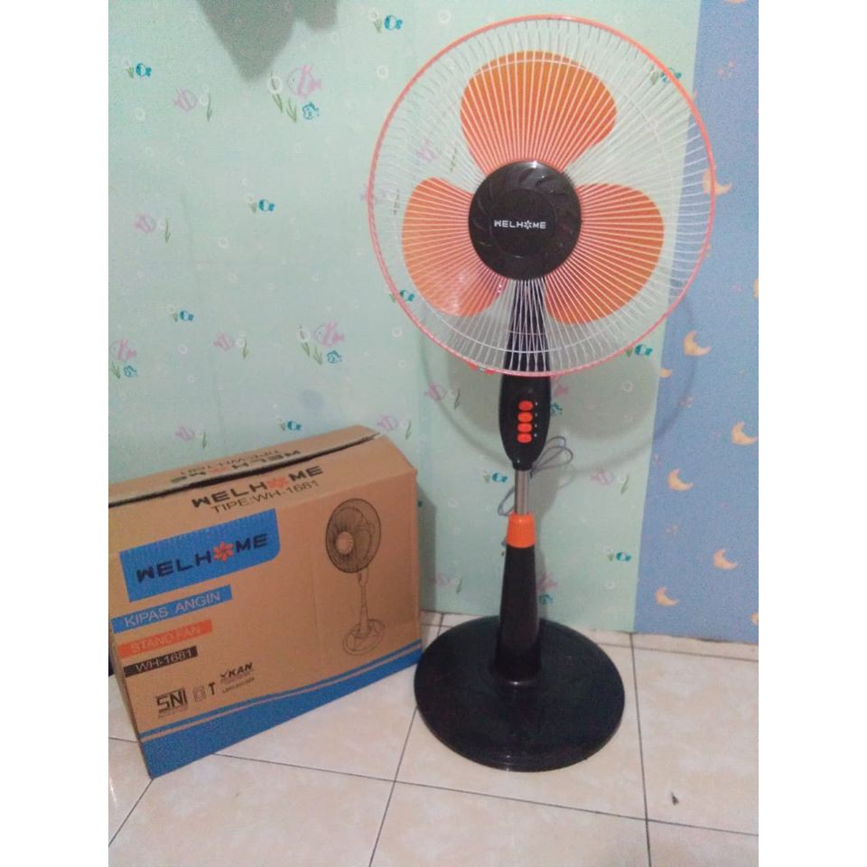 KIPAS ANGIN BERDIRI WELLHOME 16 INC STAND FAN WELHOME WARNA MENARIK STANDFAN 16&quot; TERMURAH TERBARU