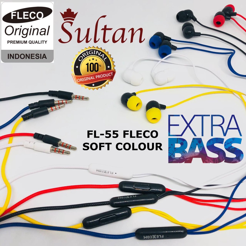 PROMO earphone Fleco FL55 FL-55 Handsfree Super Bass 1 toples 25pcs / VIBOX PM03 ISI 30PCS 1 TOPLES