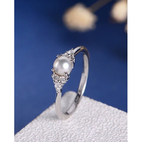 Cincin Bahan Sterling Silver 925 Hias Mutiara Warna Rose Gold Untuk Wanita Jza0119