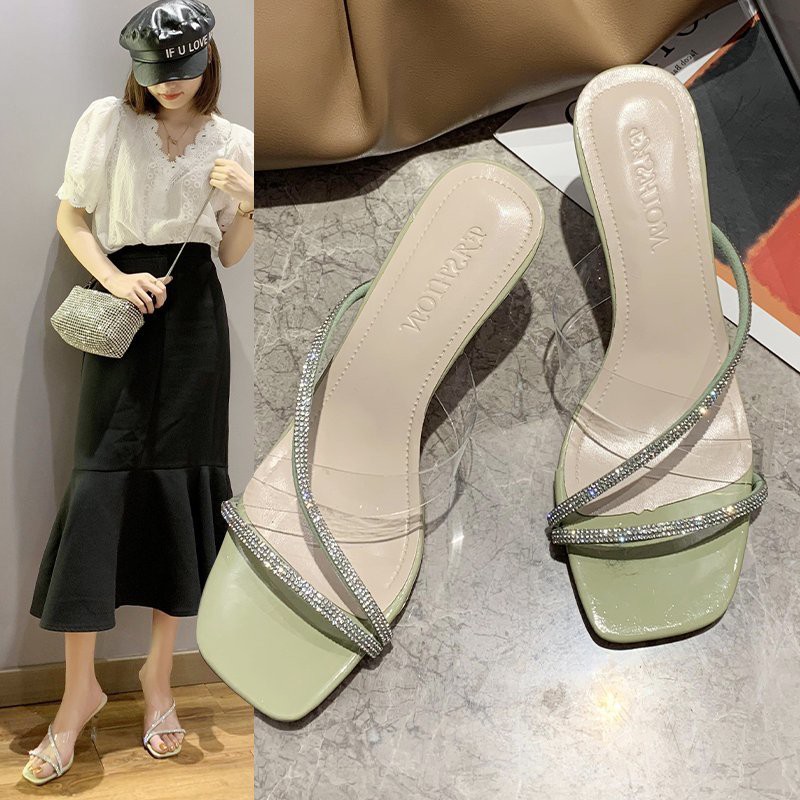 MANJALIRA KOREAN CRYSTAL BLINK HEELS / SEPATU HAK WANITA C137 (SIZE 36-39)