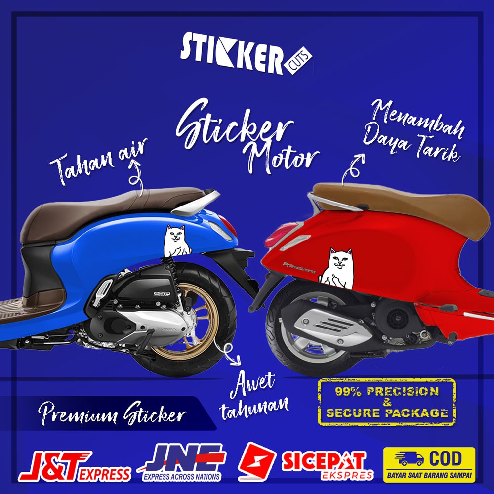 STICKER STIKER MOTOR VESPA SCOOPY LOGO KUCING RIPNDIP