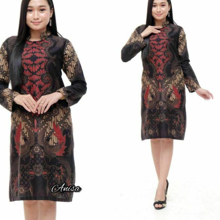 Penjualan Terbanyak.. BISA COD TUNIK BATIK ANISA MOTIF BANYUMILI MERAH