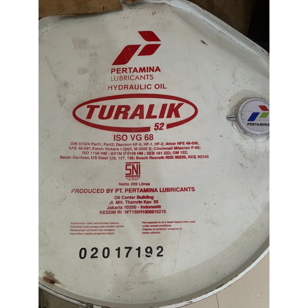 PERTAMINA TURALIK 52 ISO VG68 OLI HIDROLIK (20 Liter)