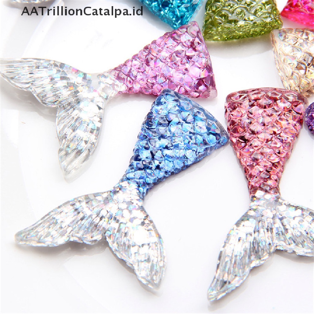 6pcs Ekor Mermaid Bahan Resin Cabochon Untuk Dekorasi Scrapbook