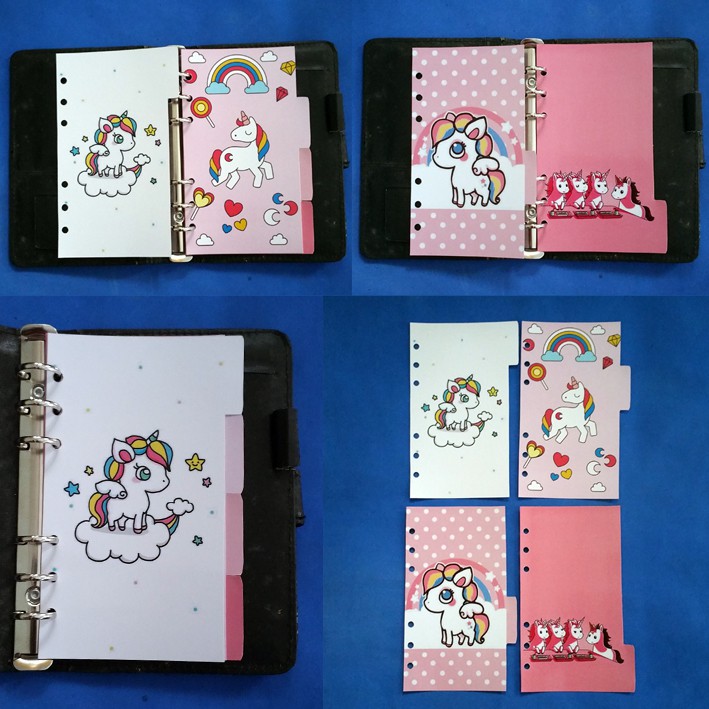 

Pembatas Unicorn Binder Organizer 2 Ring, 6 Ring, 20 Ring, 26 Ring 1 Set 4 lembar Glossy Murah