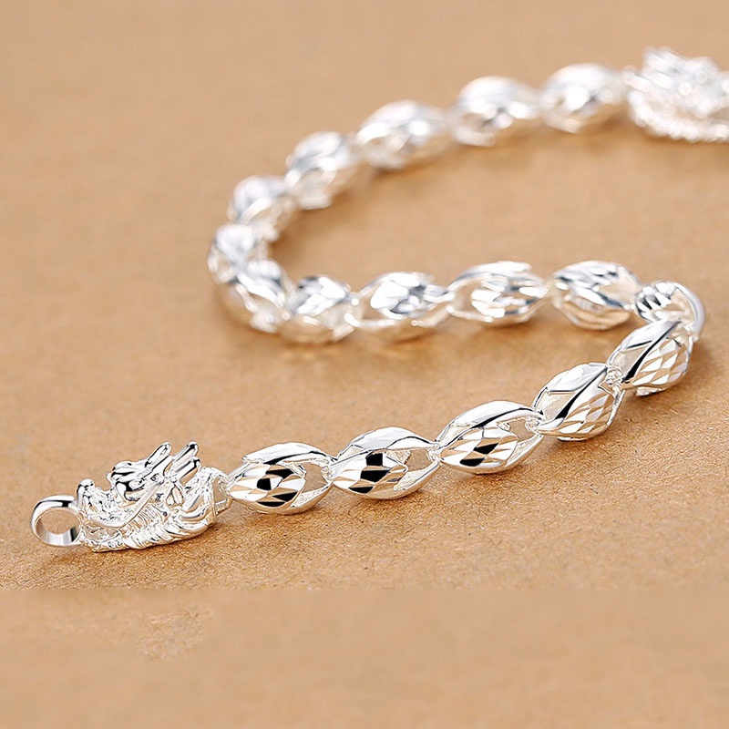 Gelang sterling silver 925 Hias Manik-Manik Model hollow pixiu 50% Untuk Pria