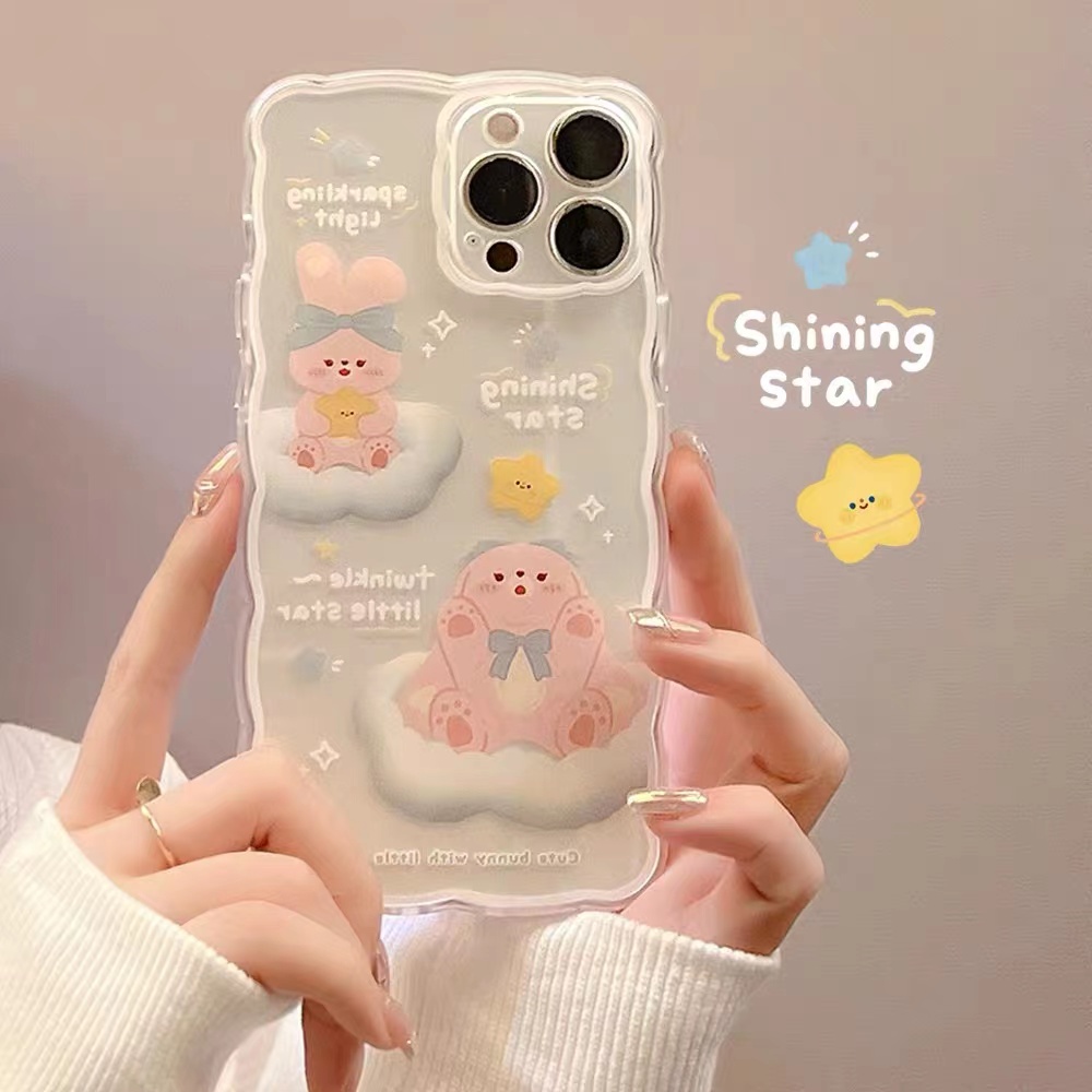 Soft Case Silikon TPU Transparan Motif Kelinci Untuk IPhone 13 12 Mini 11 10 Pro XS Max X XR 8 7 6 6S Plus SE 2020