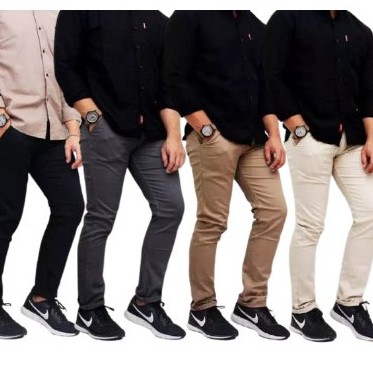 Celana Panjang Chino Ikat Pinggang Sabuk kain Katun Twill Combed Diamon/Celana Pria Kekinian