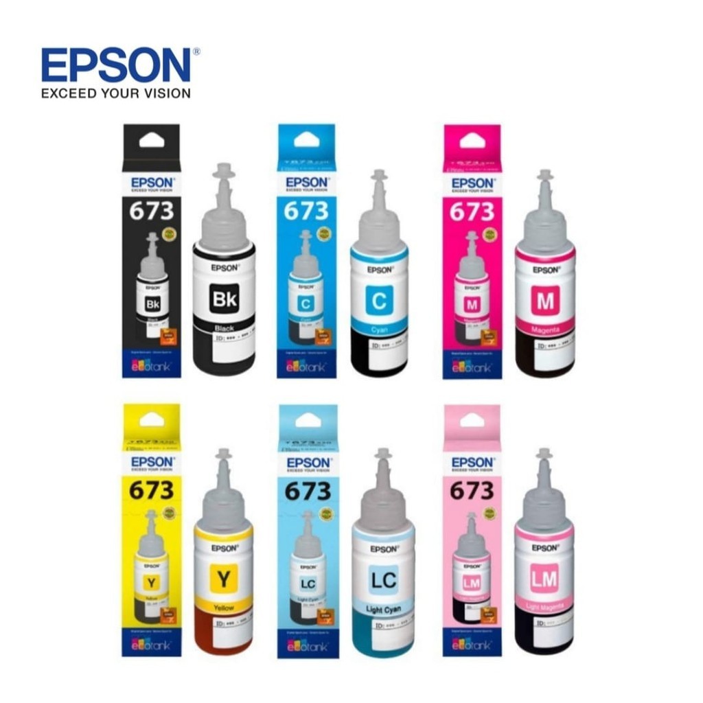 Tinta Epson 673 Black Colour(C Y M LC LM) 1set - Hitam