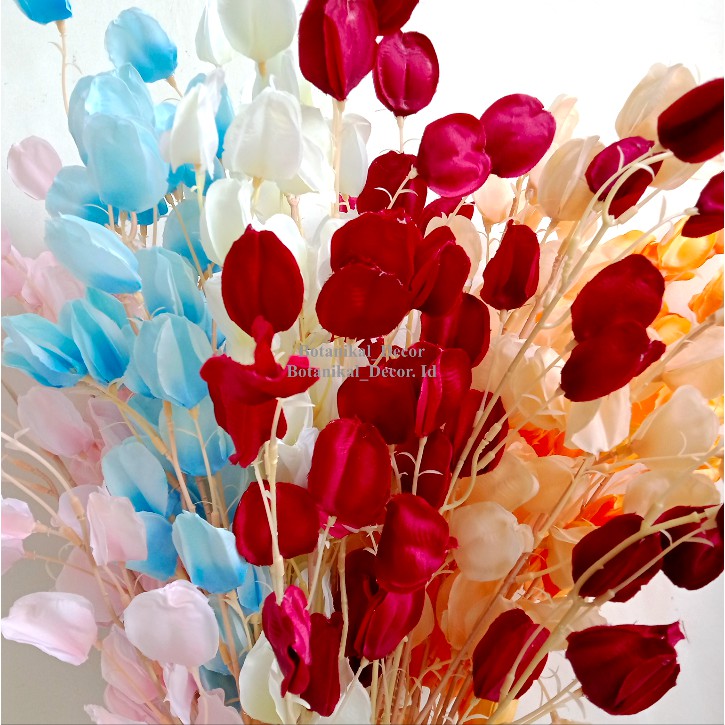 Artificial Flower Lantern Bunga Tangkai Cabang Plastik Palsu Hias Dekorasi Rumah Pesta Kantor-4