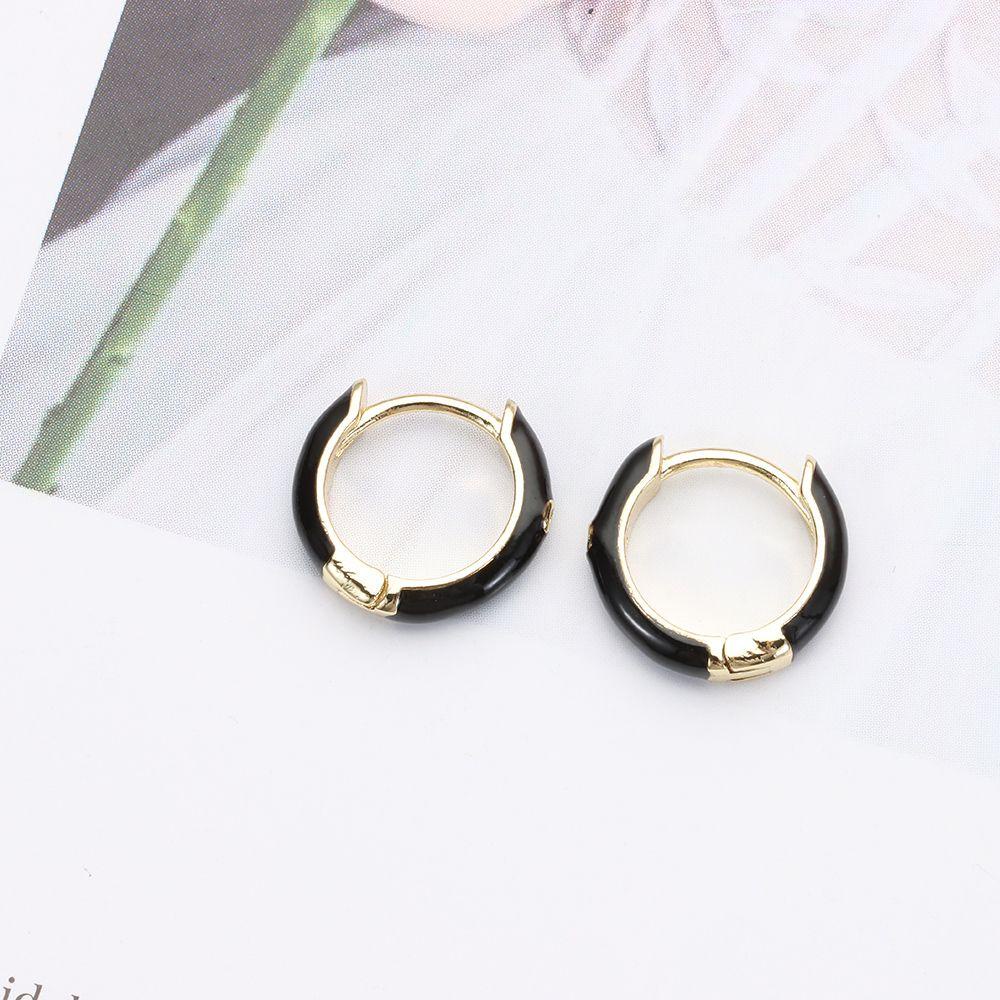 Nanas 1pasang Anting Lukisan Cat Minyak Wanita Pria Ear Cuff Jewelry Lapis Emas