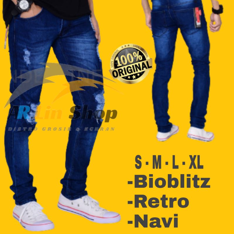 CELANA JEANS SOBEK SOBEK PANJANG PRIA JINS PENSIL COWOK MURAH ORIGINAL TERBARU