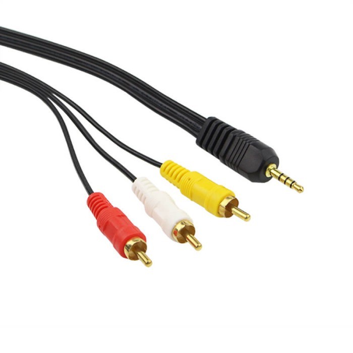 Cable Audio video-s 3.5mm to rca 3 male gold plated standard 1.5 meter - kabel audio 3.5 to av rca3 1.5m