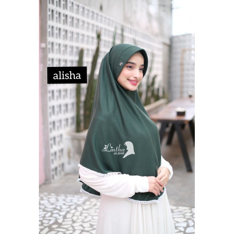 ALISHA Jilbab Instan Jilbab Renda Bergo Instan Bergo syar'i Bergo Polos