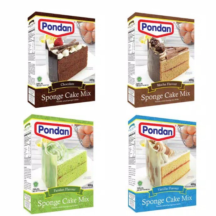 Pondan Sponge Cake Mix 400 Gram Vanila,Chocolate, pandan, mocha