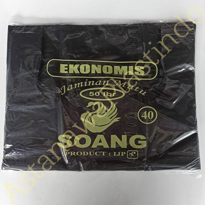 PLASTIK KRESEK EKONOMIS UKURAN 40 HITAM 40X60 CM SOANG EKO MURAH LOCO