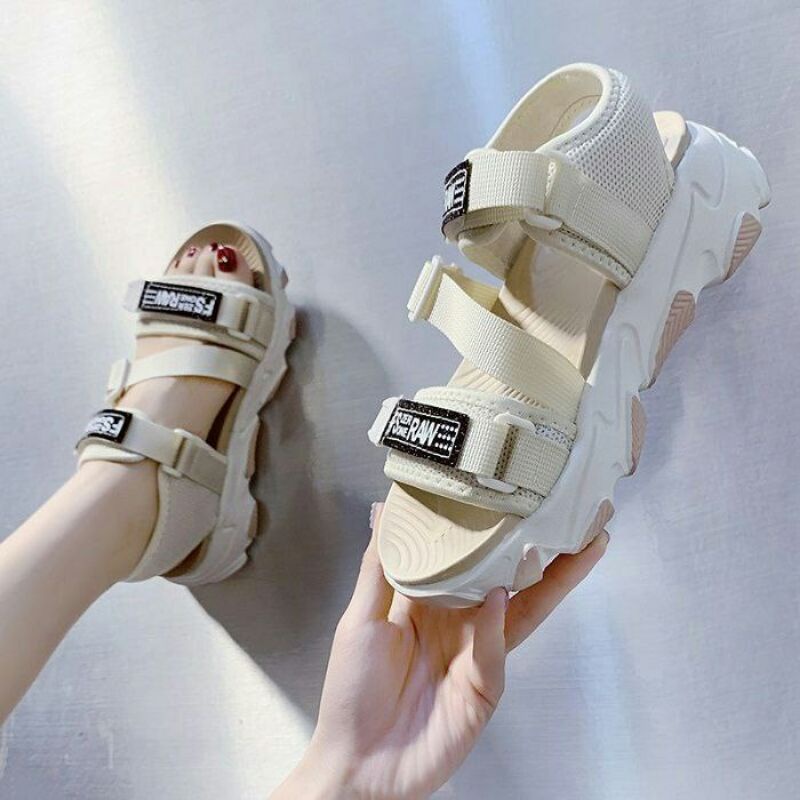 AGI0187 Sandal Wedges Wanita Fashion Import With Gesper Ready Jakarta Bisa COD (With box)