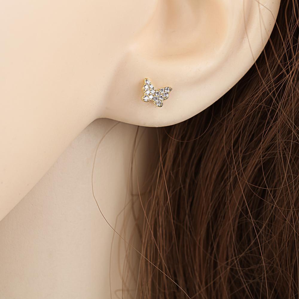 R-flower Butterfly Earrings Fashion Tanpa Tindik Berlian Imitasi Telinga Manset