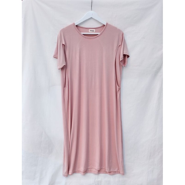 LAURA Baju Busui Bukaan Samping Kanan Kiri Murah | Dress Menyusui Kaos-Dusty Pink